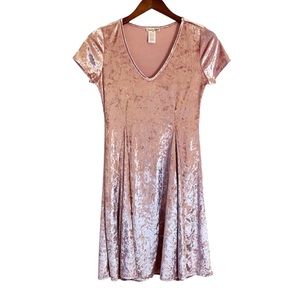 Banana Lemon Pink Champagne Soft Velvet Mini Skater Dress Girls Size L